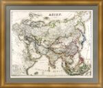 Российская империя и вся Азия. 1857г. Большая старинная карта.