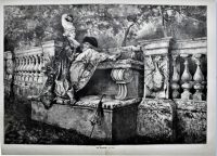 Рандеву (Свидание). 1875г. Филоза/Харрал. Старинная гравюра. 36x53