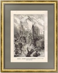 Бердичев, пожар в цирке. 1883г. Старинная гравюра на дереве