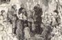 Пасхальные поцелуи в России. 1883г. Хаенен. Старинная гравюра