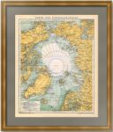 Северные полярные земли. 1894г. Старинная карта Арктики