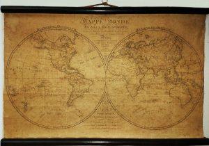 Мир в глобулярной проекции по трём экспедициям Кука. 1795г. 78x50! Редкая антикварная карта