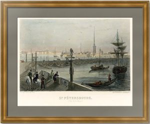 Санкт-Петербург. Вид на Неву. 1853г. Гравюра, акварель