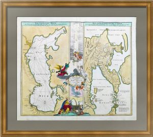 Каспий и Камчатка. 1720г. Хоманн. Старинная карта - музейный экземпяр