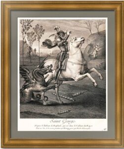Святой Георгий. 1729г. Рафаэль/Лармессен. Старинная гравюра. Эрмитаж