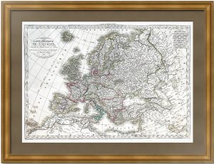 Политическая карта Европы. 1831г. 54x76. Старинная карта, антикварный подарок