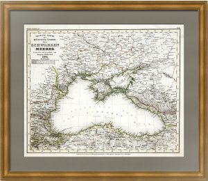 Чёрное море. Крым  и прибрежные страны. 1845г. Старинная карта