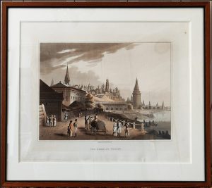 Вид на Кремль от Каменного моста. 1815г. Делабарт/Боуэр. Aкватинта, акварель.