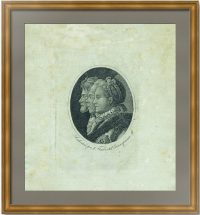 Александр I, Павел I, Екатерина II. 1814(?) Старинная гравюра пунктиром