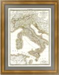 Италия. 1831г. Старинная карта - антикварный ВИП подарок. Лист 53x70