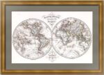 Карта Мира. Полушария. 1846г. Русская Аляска.