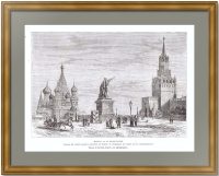 Москва. Красная площадь. 1880г. Kсилография. Антикварный подарок в кабинет