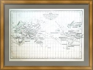 Карта изведанного мира XVI века, история мировых открытий. 1848г.