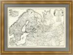 Россия и Скандинавия. 72x104! Старинная оригинальная карта. 1758г. ВИП-подарок в кабинет