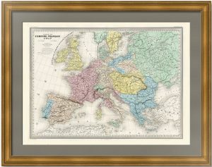 Европа и Франция в 1812 году. Дуфур/Дионне. 1867г. Старинная карта. (90x62!)