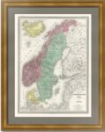 Россия, Дания, Швеция и Норвегия. Дуфур/Дионне. 1867г. Старинная карта. (90x62!)