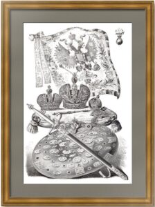 Коронационные регалии российских императоров. 1883г. Старинная гравюра
