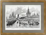 1883г. Красная площадь в Москве, коронация Александра III. 35x49! Старинная редкая гравюра