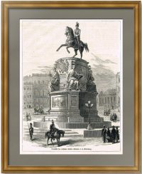 Памятник Николаю I в Петербурге. 1861г. Тимм. Антикварная гравюра - подарок в кабинет