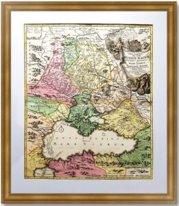 Черное море, Крым, Малороссия. 1720г. Хоманн. Старинная карта