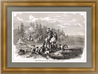 Александр II - обучение псовой охоте. 1866 Тейхель. Старинная гравюра. ВИП-подарок охотнику
