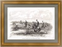 Александр II - псовая охота. 1866г. Тейхель. Старинная гравюра