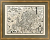 Новая Европа. 1611г. Хондиус. Старинная редкая карта - антикварный подарок