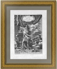 Марс - бог войны. 1721г. Старинная гравюра - подарок военному