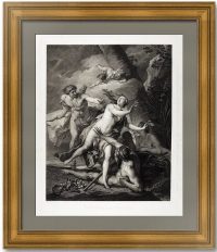 Дафна и Аполлон. 1796г. Ванлоо/Буильяр. Старинная гравюра - антикварный подарок