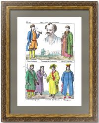 Калмыки в национальных костюмах. 1840г. Оригинальная литография