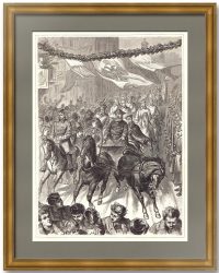 Александр II, прибытие в Петербург. 1878г. Старинная гравюра - антикварный подарок