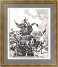 Москва, коронация Александра III. Добрыня Никитич и Змей Горыныч. 1883г. Старинная гравюра