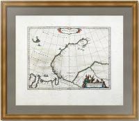 Новая Земля по Баренцу. 1628 Блау. Старинная карта.