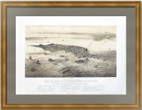 Кронштадт - вид острова, гавани и укреплений. 1854г. Музейный экземпляр. Антикварная литография