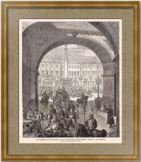 Арка Генерального Штаба в Петербурге. 1883г. Бролинг. Антикварная гравюра