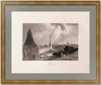 Москва с Кремлевской эспланады. 1835г. Викерс/Уиллмор. Старинная гравюра, антикварный подарок