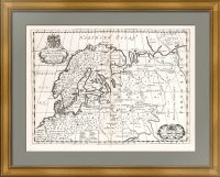 Старинная карта Московии и Скандинавии. 1700г. Антикварный подарок музейного уровня