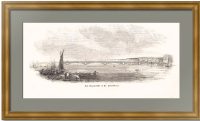 Благовещенский мост в Петербурге. 1845г. Антикварная гравюра