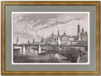 Вид на Московский Кремль со стороны Москва-реки. 1865г. Старинная гравюра