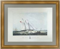 Яхта "Леда". 1860г. Большая литография с акварелью - антикварный подарок. Музейный экземпляр