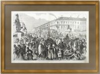 Невский проспект в Петербурге. 1876г. Бролинг. Антикварная гравюра
