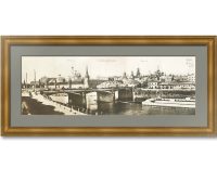 Москва. Вид на Кремль с Москворецким мостом. 1890г. (ок.) Лепорелло. Антикварная фототипия. 14x46. Редкость
