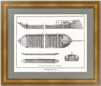 Судостроение - лихтер. 1780г. Оригинальная гравюра – антикварный подарок