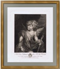 Амур, Эрос или Купидон. 1784 (1792) Ван Дейк/Левиллен. Старинная гравюра.
