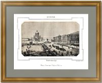 Исаакиевский мост зимой. Санкт-Петербург. 1857г. Старинная оригинальная литография