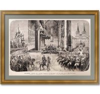 Александр III, коронация в Москве. 1883г. Оригинальная старинная гравюра
