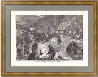 Петербург зимой, уличные зарисовки. 1893г. Бролинг. Антикварная гравюра