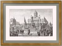 Александр II, открытие памятника в Хельсинки. 1894г. Антикварная гравюра