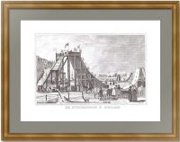 Петербург, ледяные горки на Неве. 1835г. Аткинсон/Штральхайм. Старинная гравюра