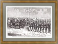 Александр II на параде в Берлине. 1867г. Людерс. Антикварная гравюра